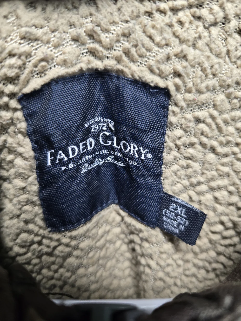 Faded Glory Brown Hooded Zip-Up Jacket with Sherpa Lining